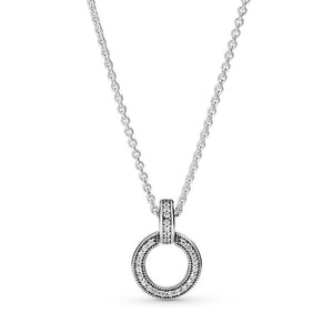 925 Sterling Silver Two Round Circle Necklace