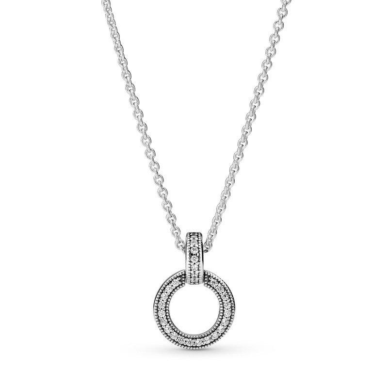 925 Sterling Silver Two Round Circle Necklace