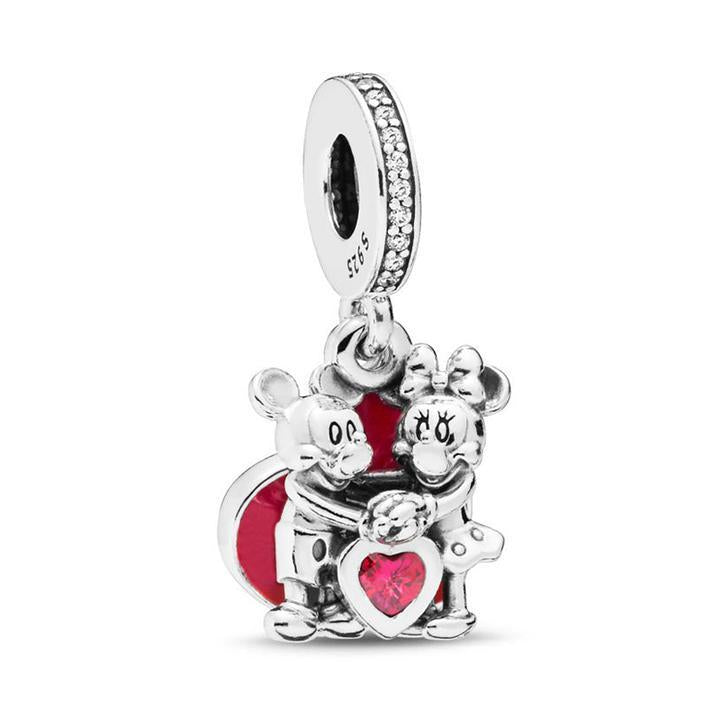 925 Sterling Silver Mickey and Minnie Charm