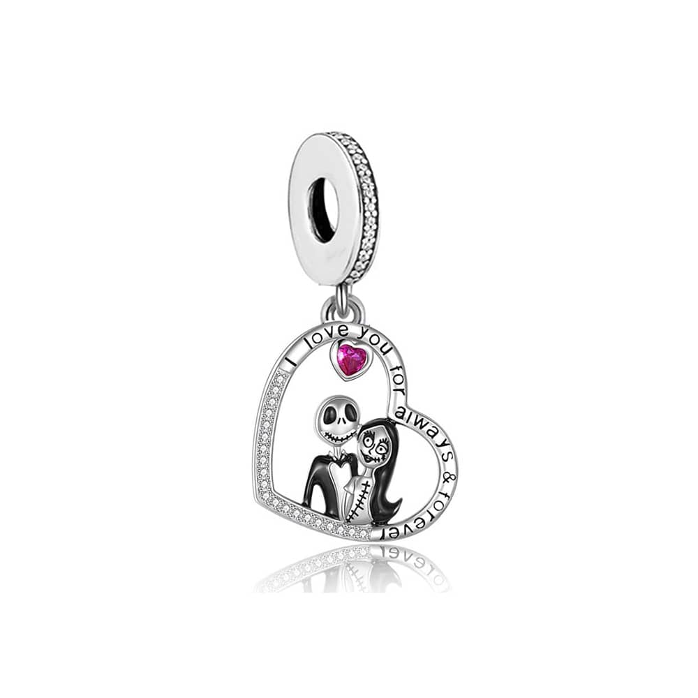925 Sterling Silver Skeleton Couple Love Charm