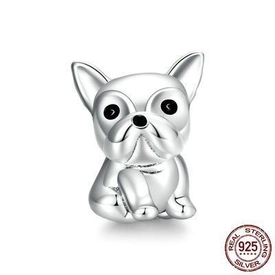 925 Sterling Silver Bulldog Bead Charm