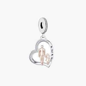 925 Sterling Silver Two Tone My Dad My Hero Dangle Charm