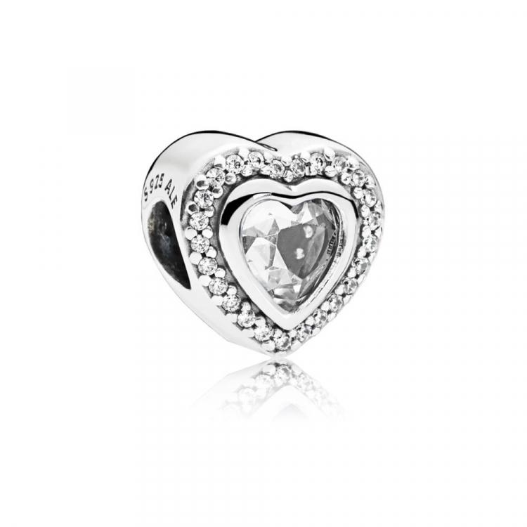 925 Sterling Silver CZ Heart Charm