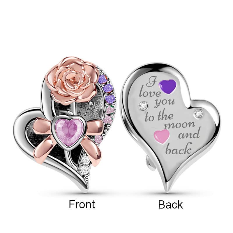 925 Sterling Silver Two Tone Rose Charm