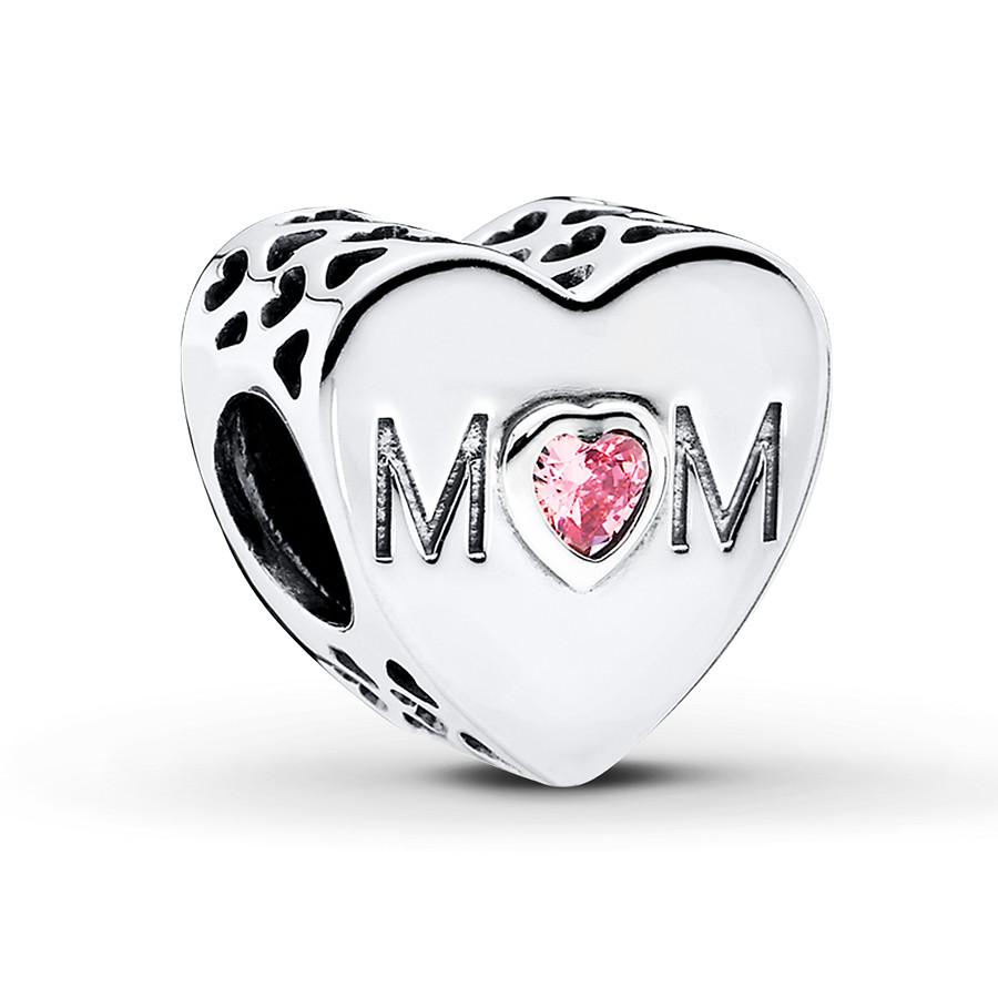 925 Sterling Silver MOM HEART charm