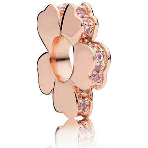 925 Sterling Silver Rose Gold-Color flower with purple Charm