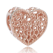 Load image into Gallery viewer, 925 Sterling Silver Rose Gold-Color openwork Heart Charm
