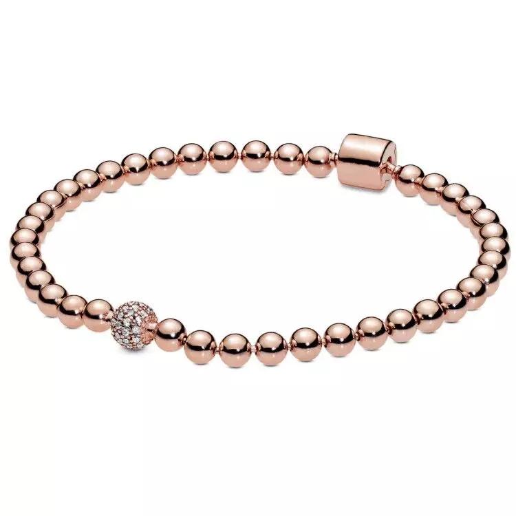 Rose Gold Plated Beaded Link Bracelet