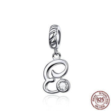 Load image into Gallery viewer, 925 Sterling Silver CZ Alphabet Letter A-Z Dangle Charm
