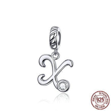 Load image into Gallery viewer, 925 Sterling Silver CZ Alphabet Letter A-Z Dangle Charm
