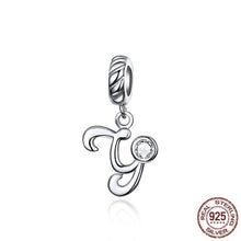 Load image into Gallery viewer, 925 Sterling Silver CZ Alphabet Letter A-Z Dangle Charm
