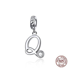 Load image into Gallery viewer, 925 Sterling Silver CZ Alphabet Letter A-Z Dangle Charm

