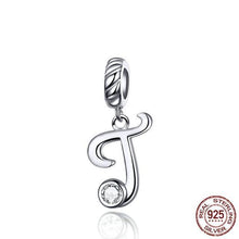 Load image into Gallery viewer, 925 Sterling Silver CZ Alphabet Letter A-Z Dangle Charm
