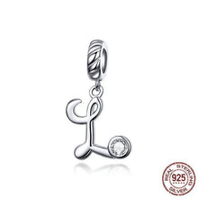 Load image into Gallery viewer, 925 Sterling Silver CZ Alphabet Letter A-Z Dangle Charm

