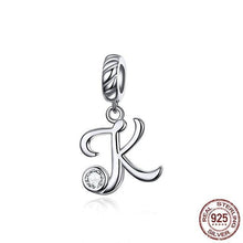 Load image into Gallery viewer, 925 Sterling Silver CZ Alphabet Letter A-Z Dangle Charm

