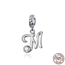Load image into Gallery viewer, 925 Sterling Silver CZ Alphabet Letter A-Z Dangle Charm
