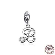 Load image into Gallery viewer, 925 Sterling Silver CZ Alphabet Letter A-Z Dangle Charm
