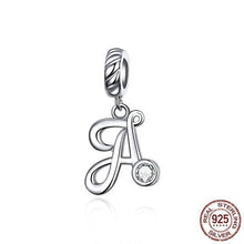 Load image into Gallery viewer, 925 Sterling Silver CZ Alphabet Letter A-Z Dangle Charm
