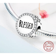 Load image into Gallery viewer, 925 Sterling Silver Clear CZ BLESSED Bead Charm
