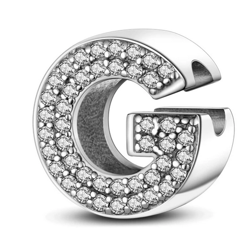 925 Sterling Silver CZ Alphabet G Charm