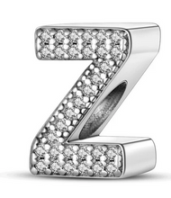 Load image into Gallery viewer, 925 Sterling Silver CZ Alphabet Charm
