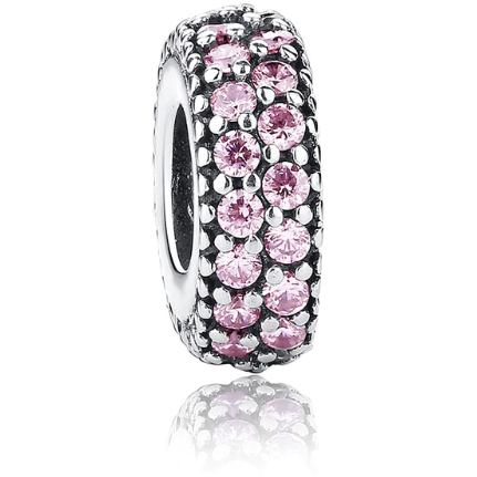 925 Sterling Silver Dazzling Pink CZ Pandora Compatible Spacer