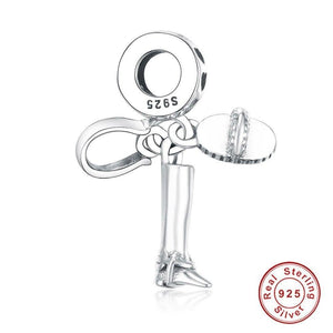 925 Sterling Silver Horse Riding Boot, Brush and Horse Shoe Dangle Charm