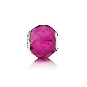 925 Sterling Silver Cerise Pink Glass Murano ME Bead Charm