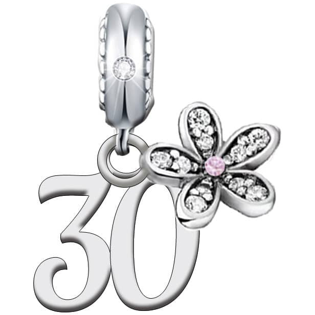 925 Sterling Silver 30 Birthday Dangle Charm