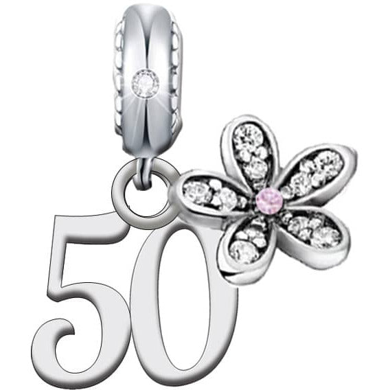 925 Sterling Silver 50 Birthday Dangle Charm