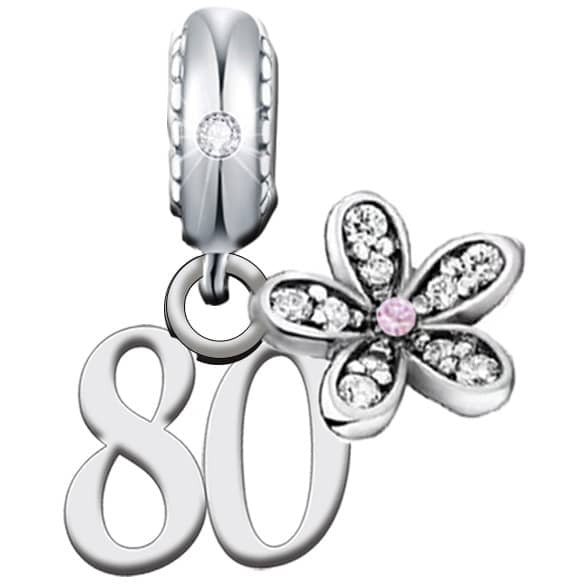 925 Sterling Silver 80 Birthday Dangle Charm