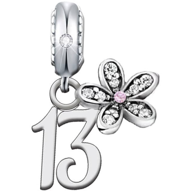 925 Sterling Silver 13 Birthday Dangle Charm