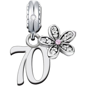 925 Sterling Silver 70 Birthday Dangle Charm
