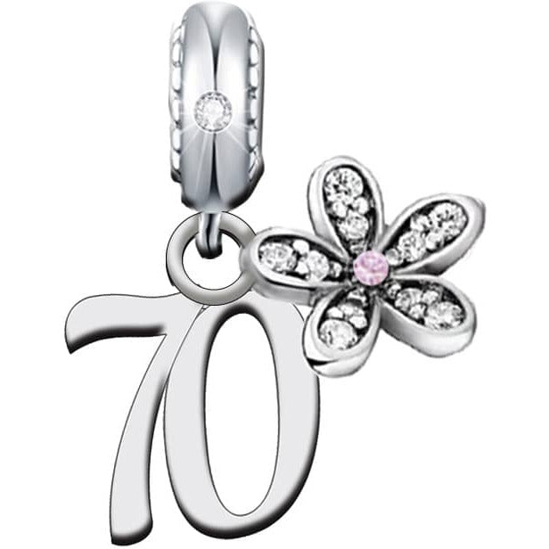 925 Sterling Silver 70 Birthday Dangle Charm