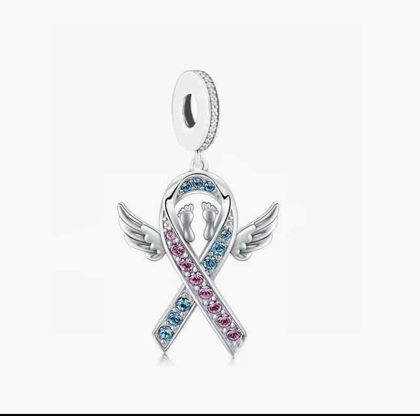 925 Sterling Silver Rainbow Angel Baby Dangle Charm