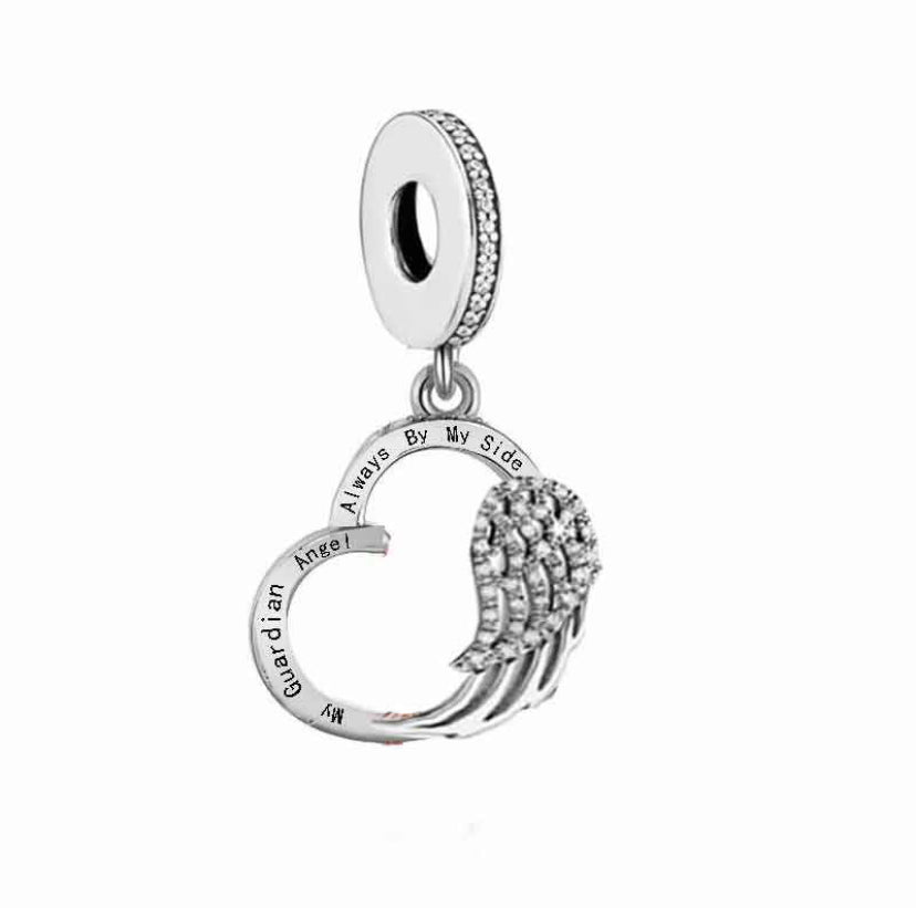 925 Sterling Silver Guardian Angel Dangle Charm
