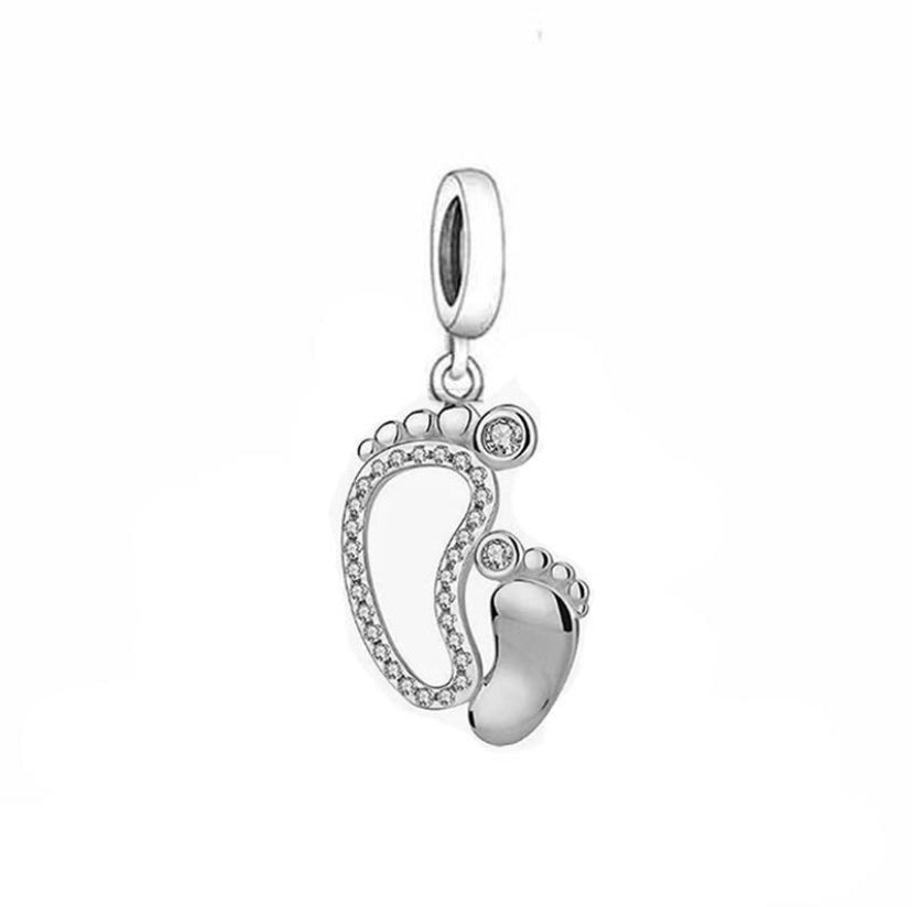 925 Sterling Silver Baby Feet Dangle Charm