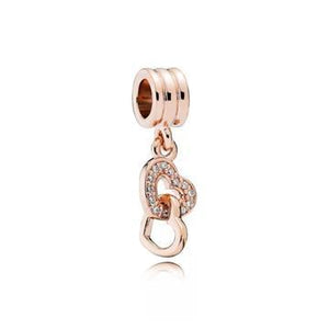 Rose gold double heart Charm