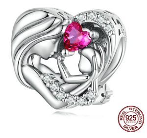 Pink Zircon Mother-child Affinity Bead Charm