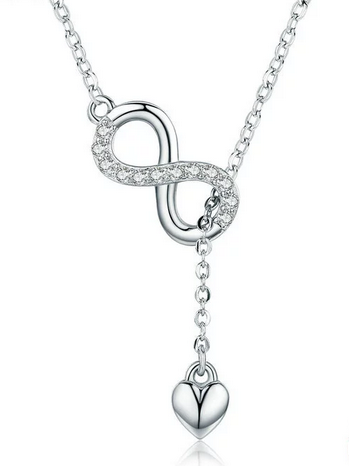 925 Sterling Silver Infinity Forever Love Chain Pendant Necklaces