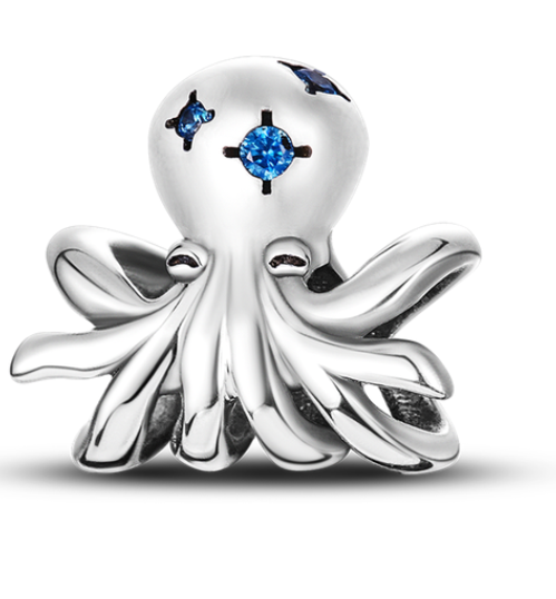925 Sterling Silver Octopus Bead Charm