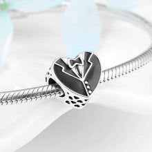 Load image into Gallery viewer, 925 Sterling Silver His and Hers Wedding Outfit Heart Bead Charm
