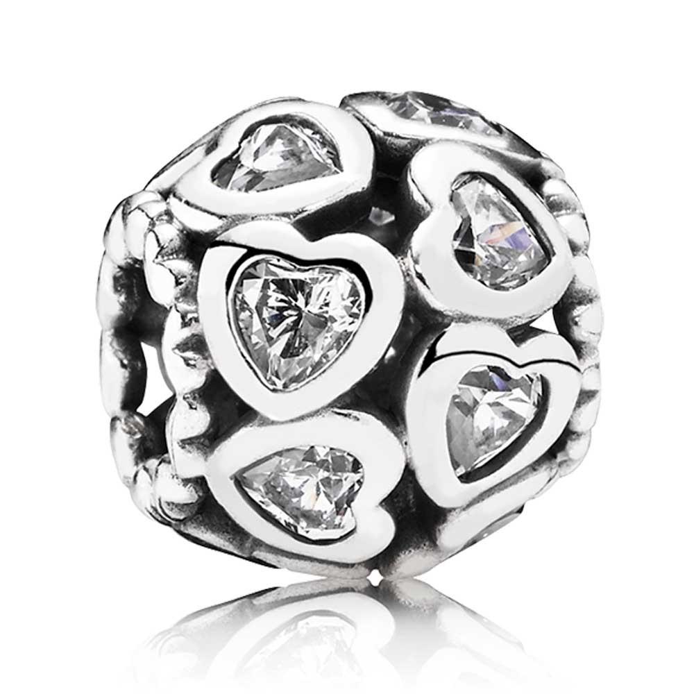 925 Sterling Silver CZ heart Charm