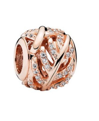 Rose Gold PLATED Zircon Leaf Bead Charm