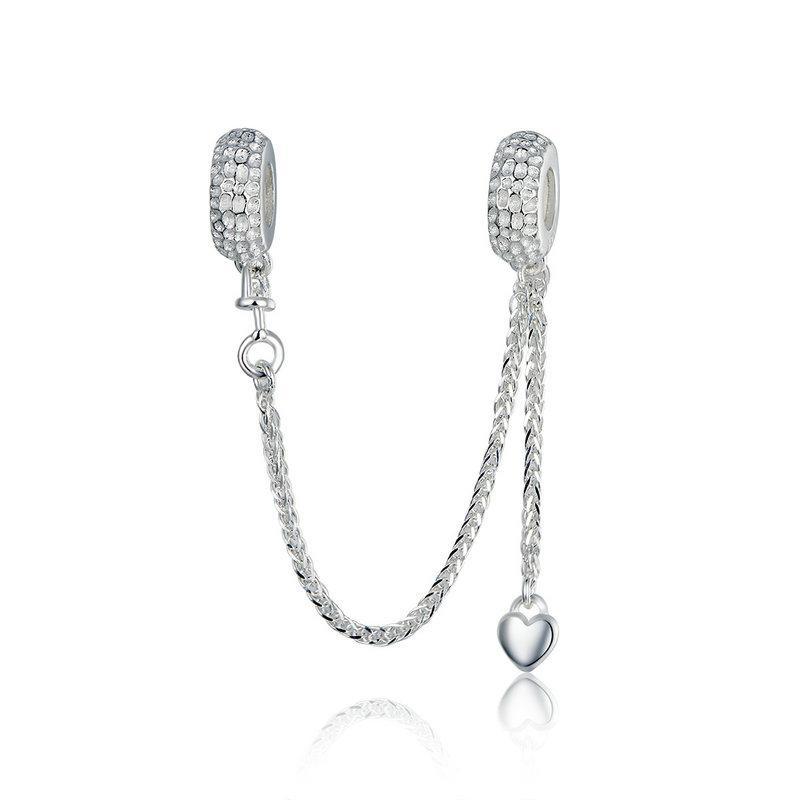 925 Sterling Silver Tire Safety Chain Heart