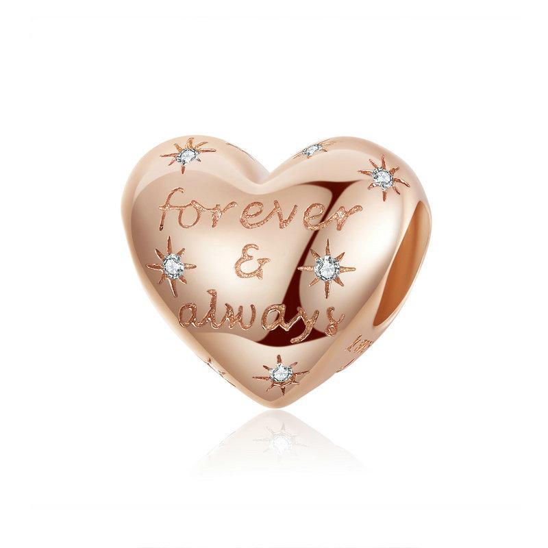 925 Sterling Silver Forever and Always Rosegold Charm