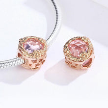 Load image into Gallery viewer, 925 Sterling Silver Rose Gold Plated pink CZ Charm
