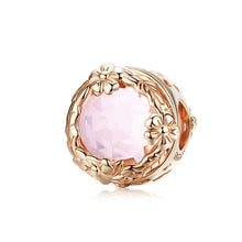Load image into Gallery viewer, 925 Sterling Silver Rose Gold Plated pink CZ Charm
