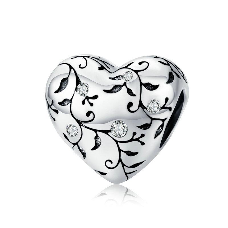 Flower Heart Charm