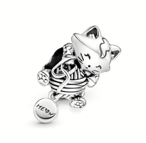 Cute Cat with Wool Bead Charm